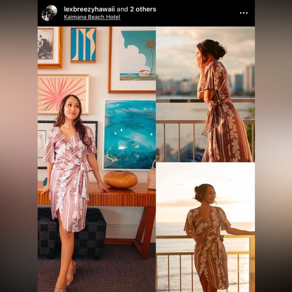 Lexbreezy Hawaii Dresses & Skirts - ❌❌❌ SOLD LPH❌❌❌Lexbreezy Hawaii 🌺 Naupaka Rose Taupe 🌹 Mini Wrap Dress NWT